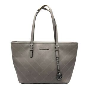 MICHAEL Michael Kors Jet Set Travel Quilted Saffiano Tote Grey Silver